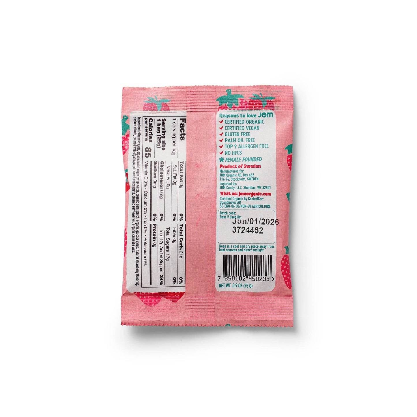 Snack Packs -Swedish Organic & Vegan Wild Strawberry Gummies