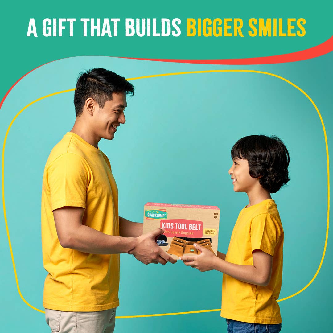 Kids Leather Tool Belt with Safety Goggles