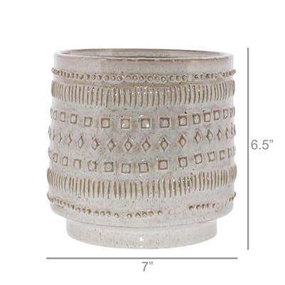 Peru Cachepot, Ceramic - Lrg - White