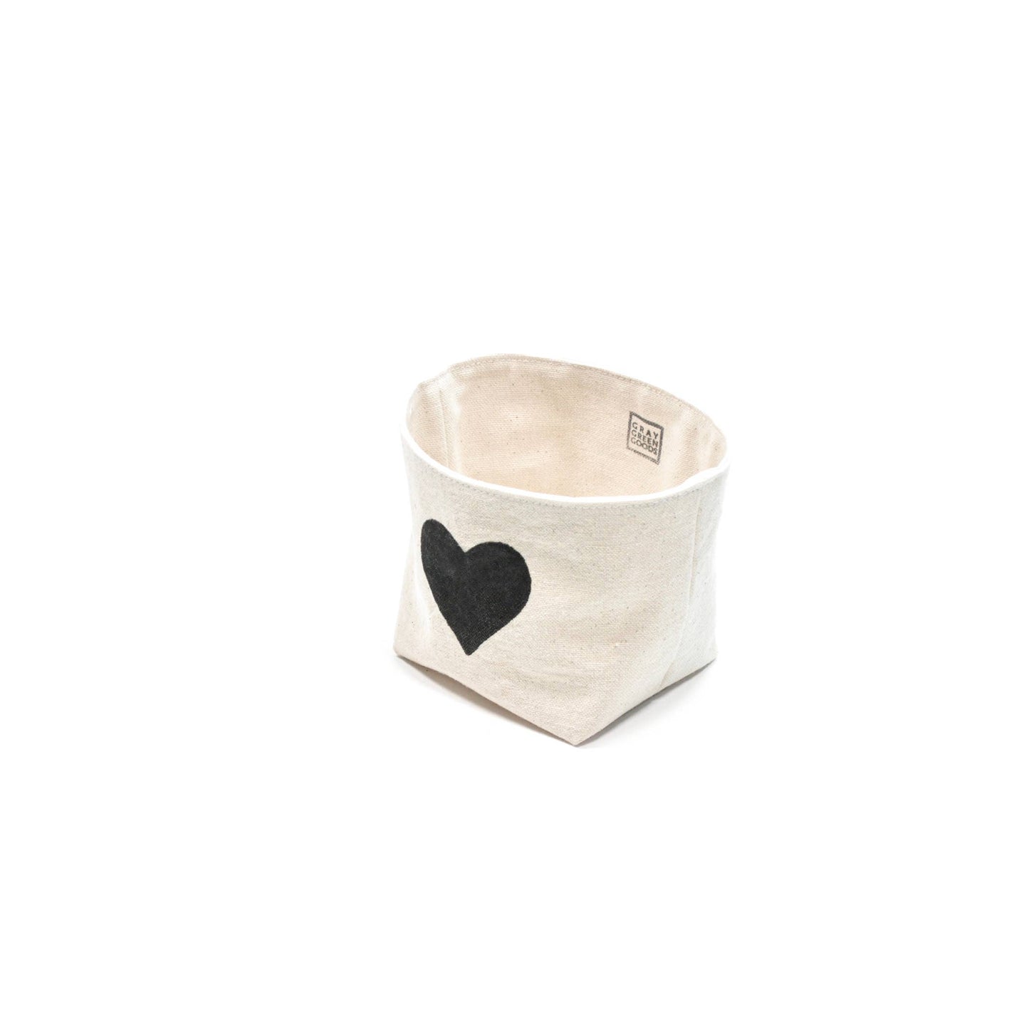 Heart Blockprint Fabric Planter—4"