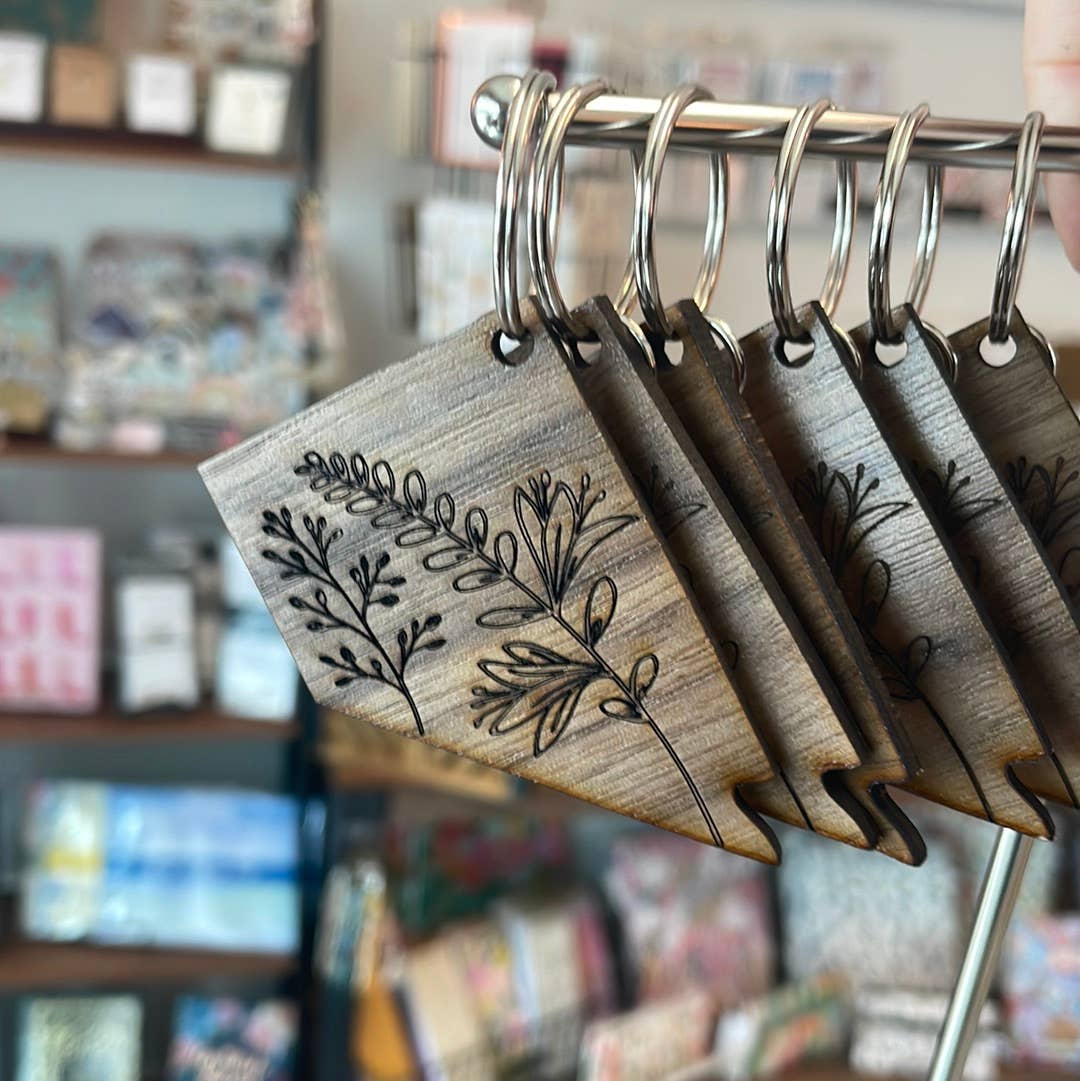 Floral Wood Nevada Keychains