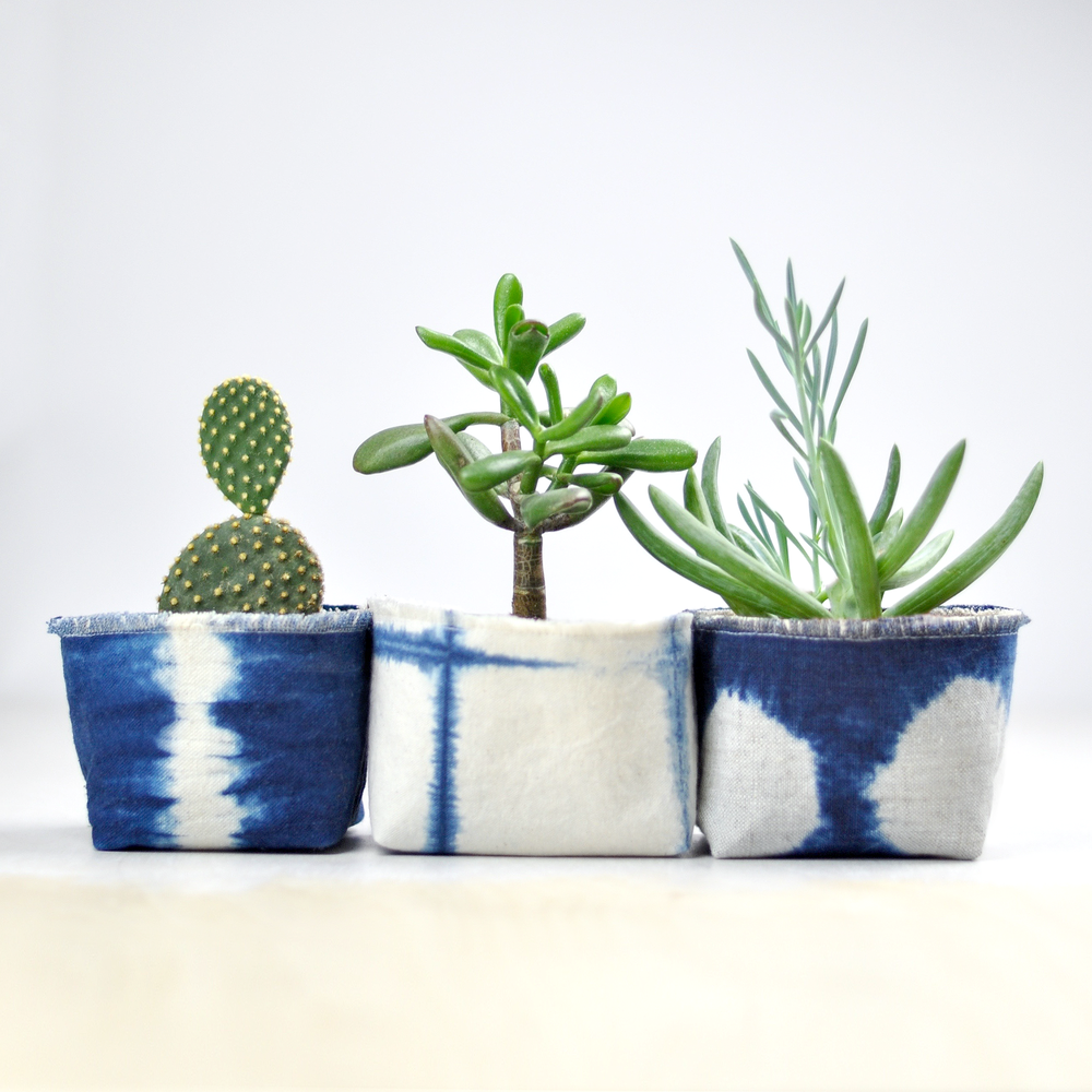 Shibori Indigo Planter—4"
