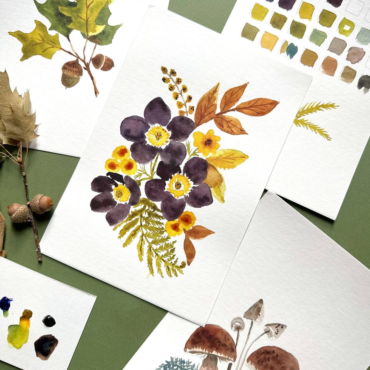 Watercolor Painting Kit : Autumn Botanicals
