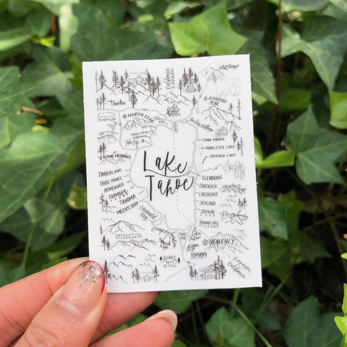 Lake Tahoe Map Sticker | Die-Cut 4"