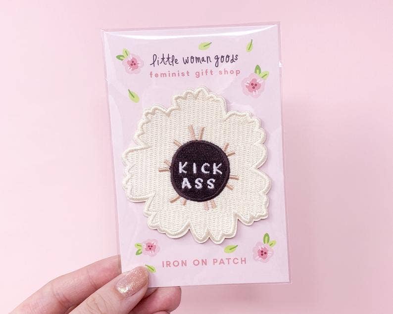 Kick Ass Patch- Embroidered Iron-on Feminist Art