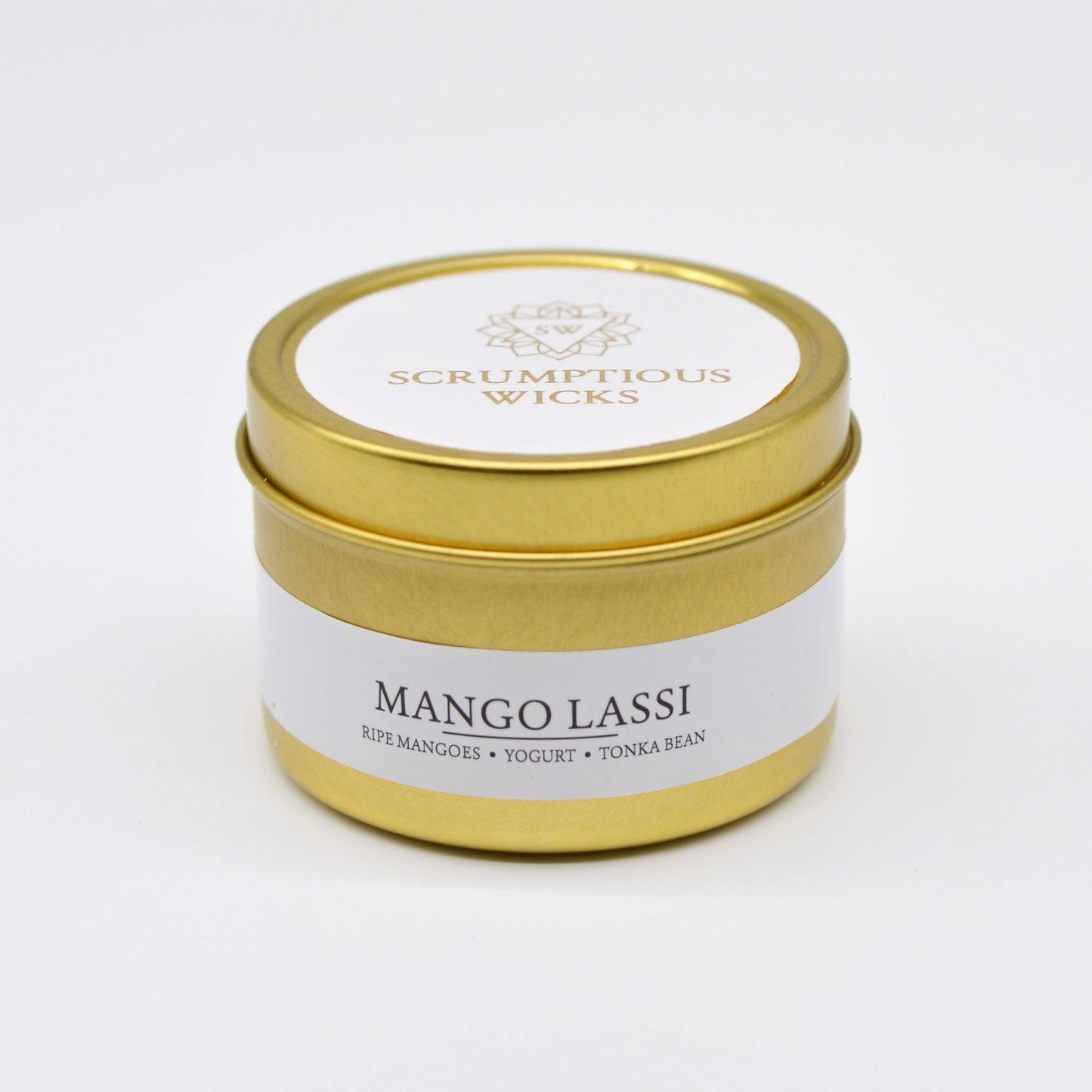 Mango Lassi 3.5oz soy/coconut wax gold tin candle