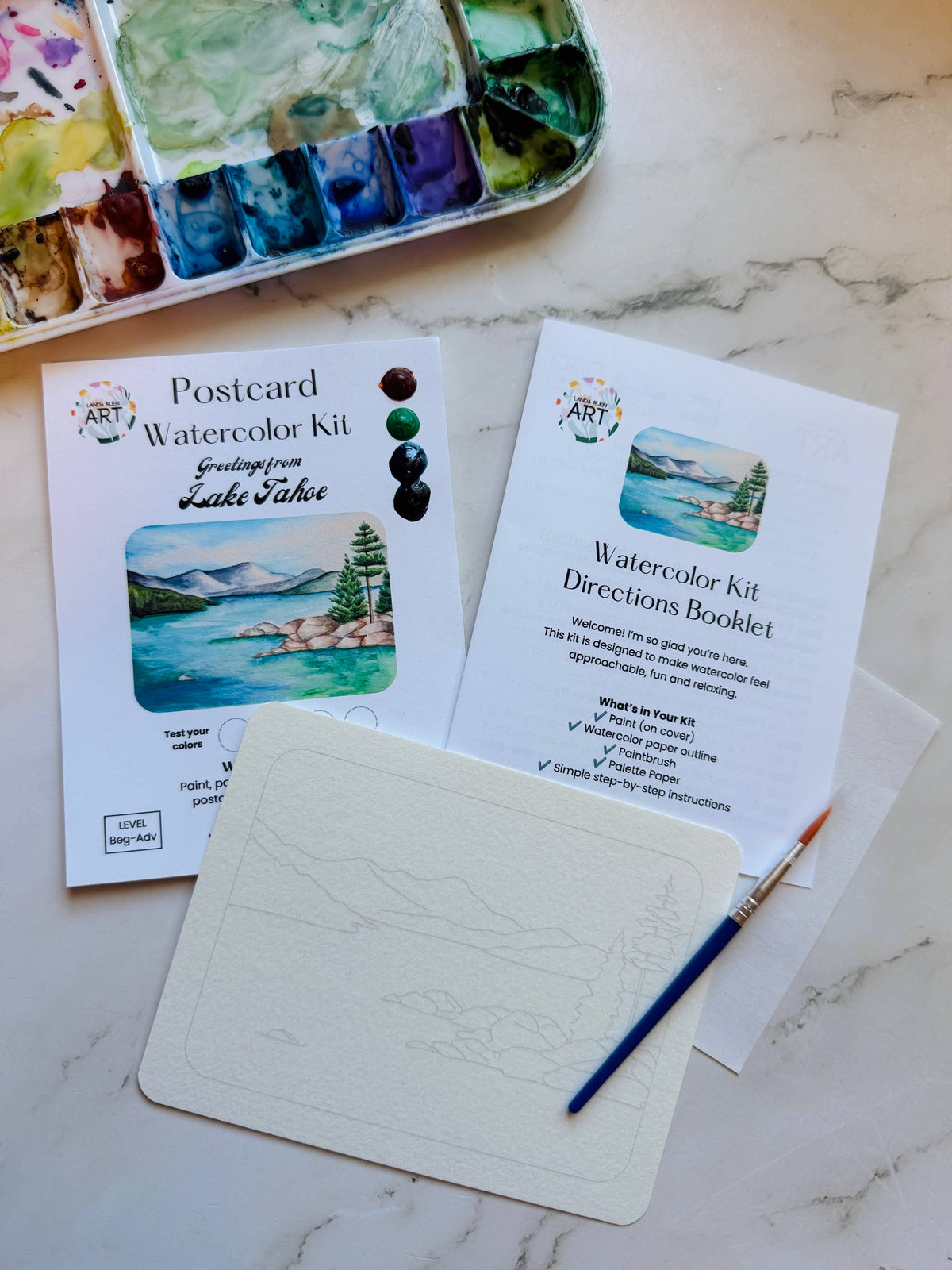Lake Tahoe Watercolor Postcard Kit
