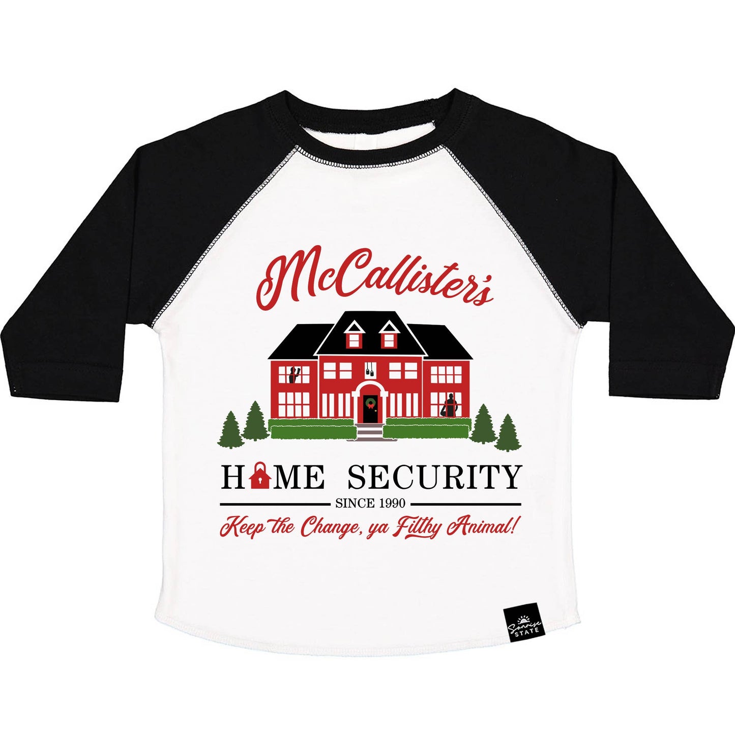 McCallister's Home Security Boy's Christmas Baseball T-Shirt