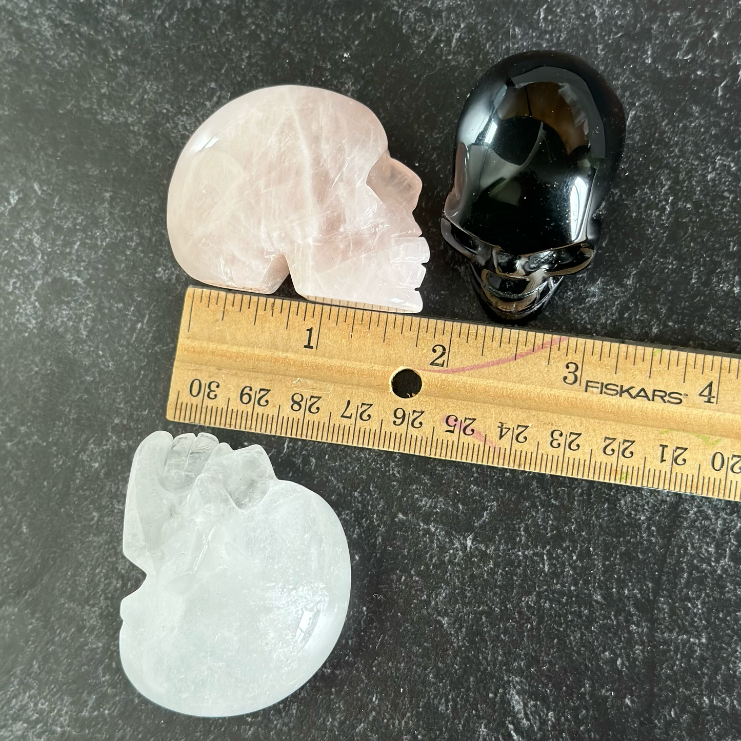 Rose Quartz Hand-Carved Skull - 2" (Crystals & Stones)