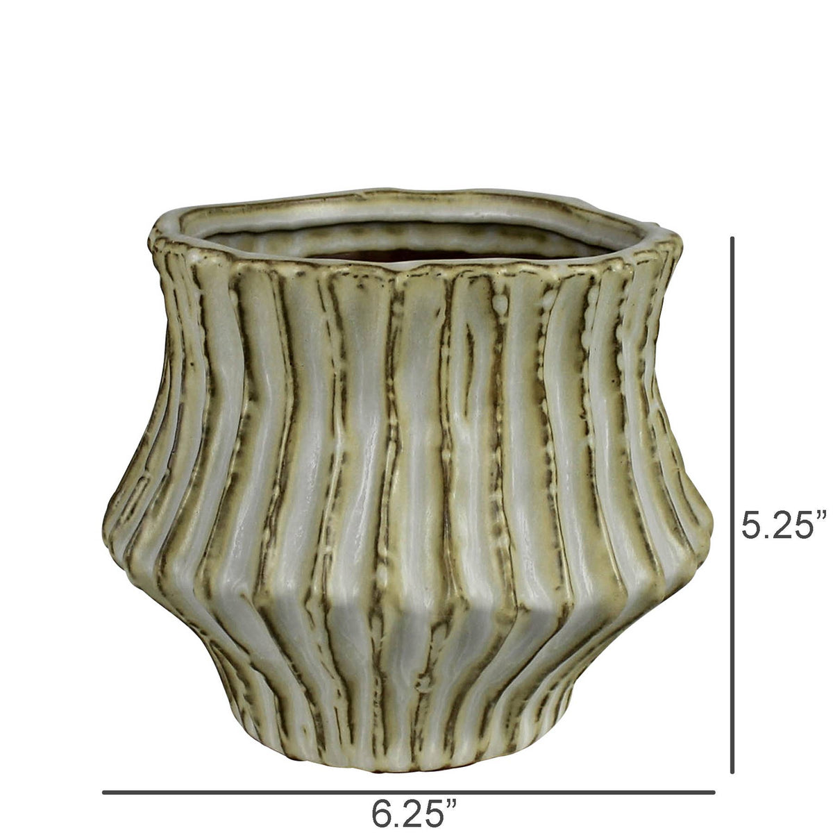 Stoneware Ribbed Cachepot