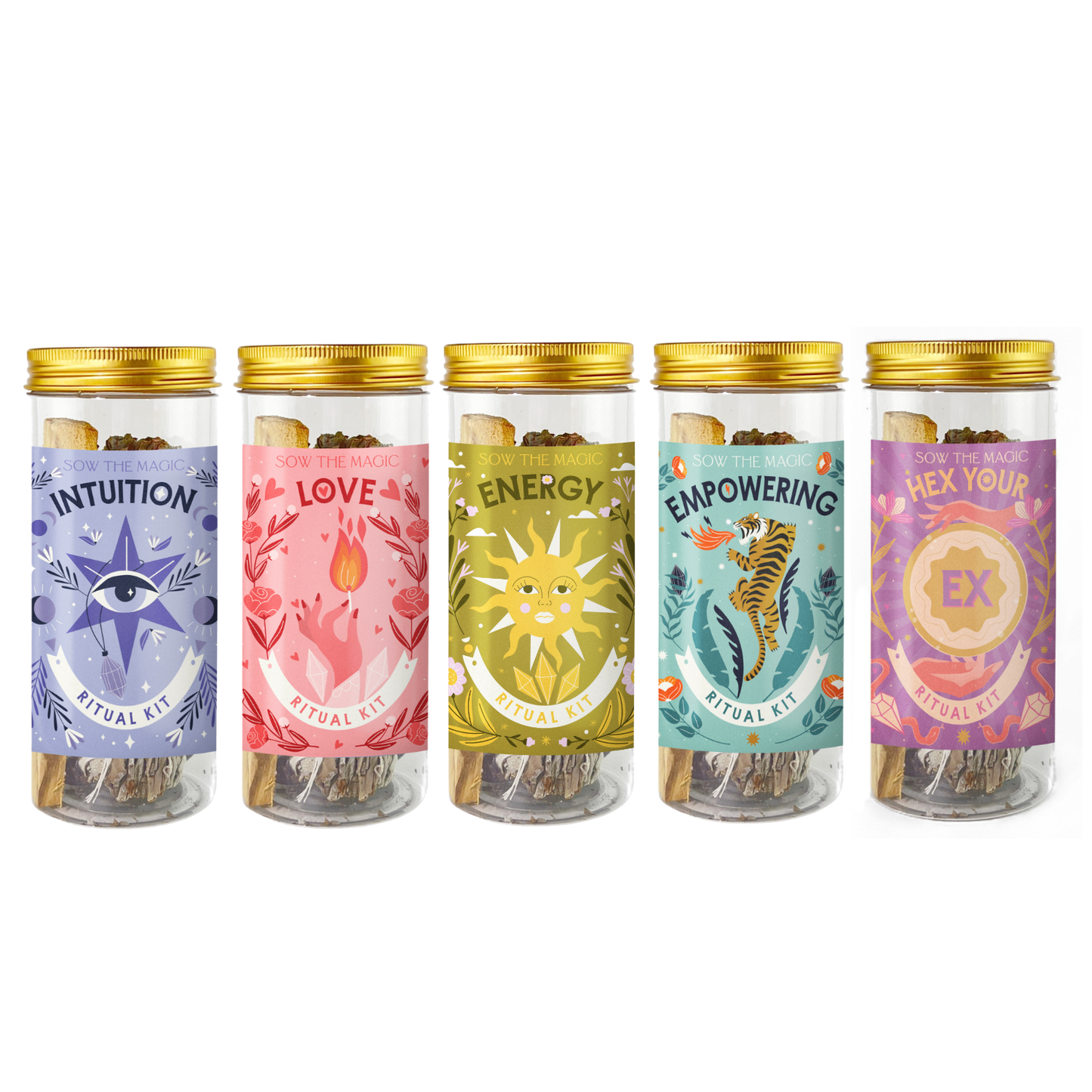 Love Ritual Kit Jar with Rose Quartz, Palo Santo + Sage