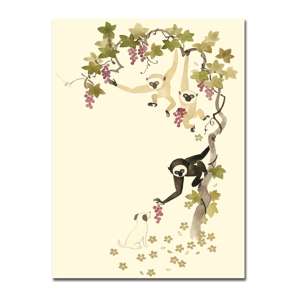 Monkeys and Puppy Foil Blank Card