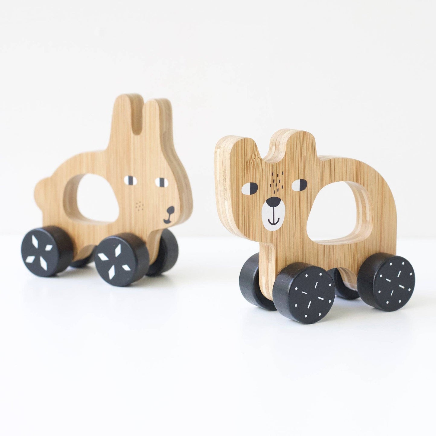 Bear Push Toy - Wooden Roll Along Toy for Baby & Toddler