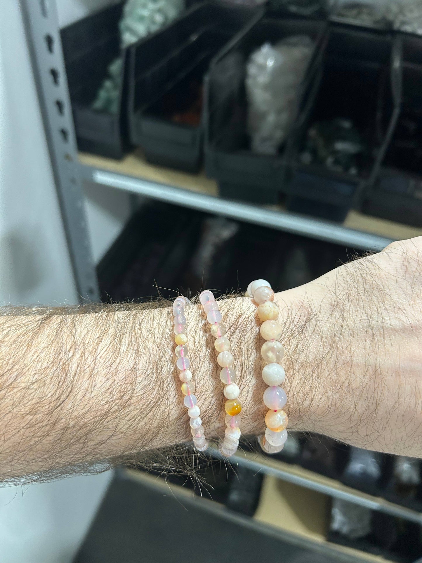 Flower Agate Bracelet 4mm/6mm/8mm - Crystals & Stones