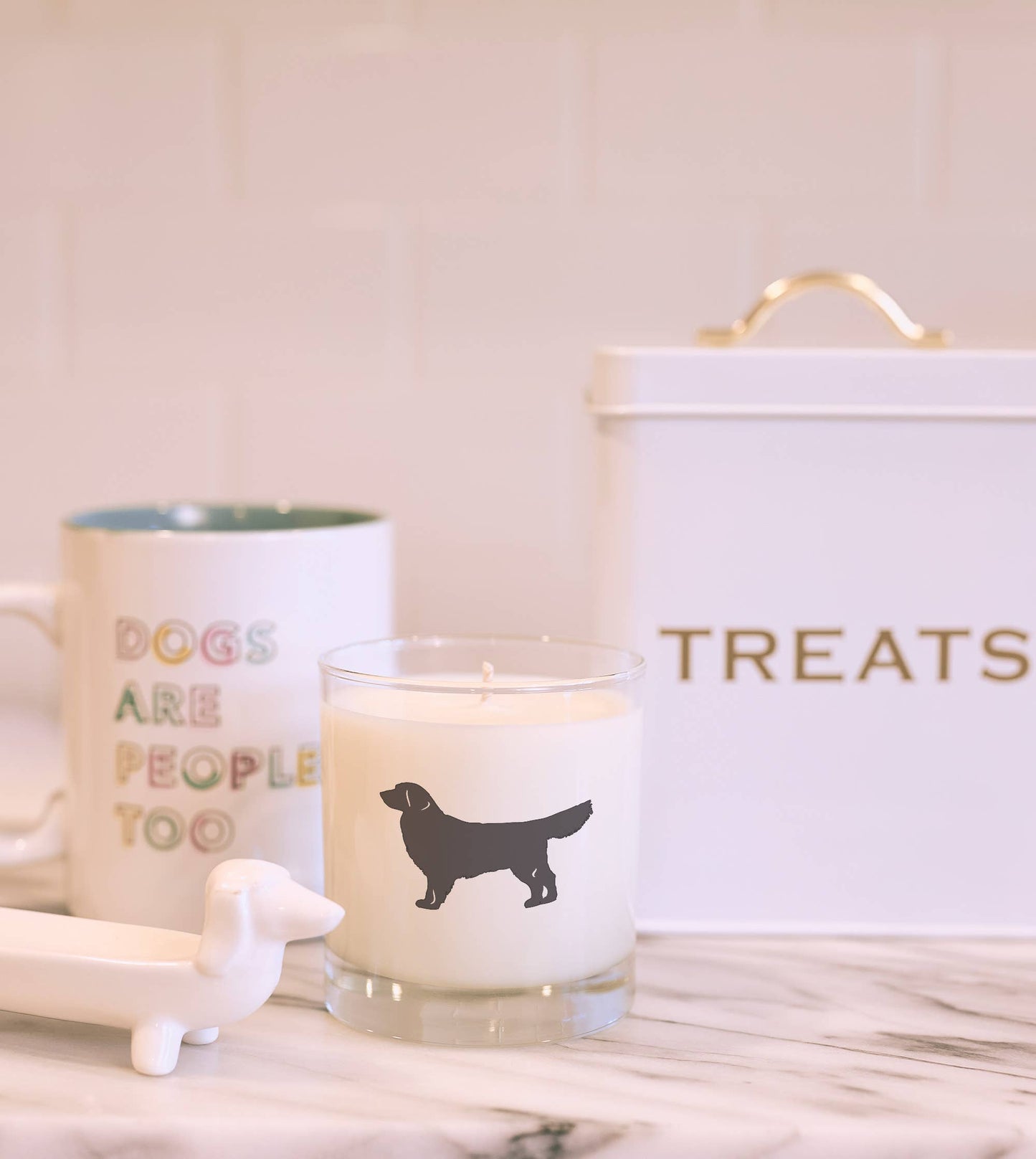 Golden Retriever Dog Breed Soy Candle: Reusable Rocks Glass