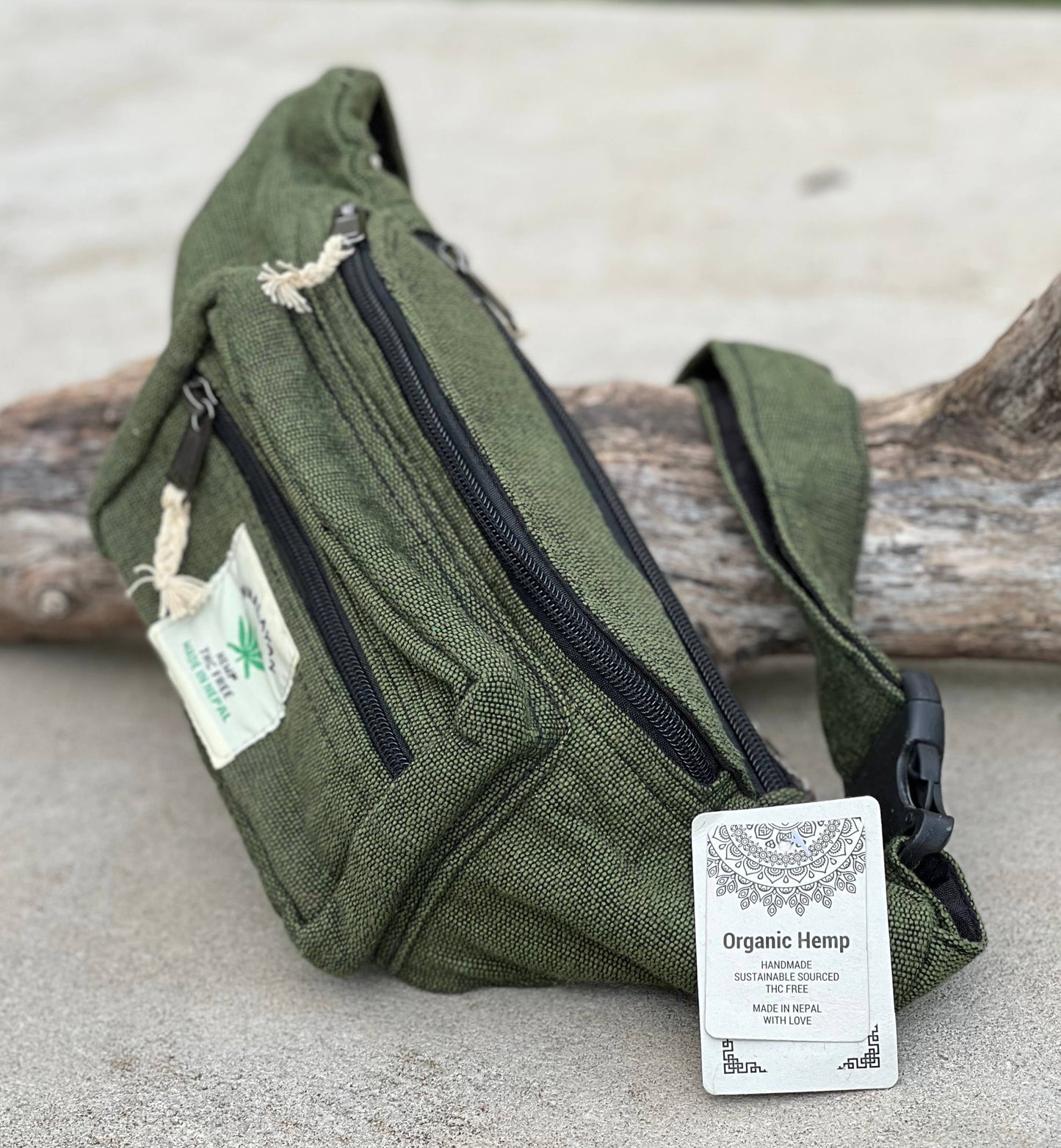 Eco-Friendly Boho Hippie Style Hemp Fanny Pack Hip Waist Bag: Blue