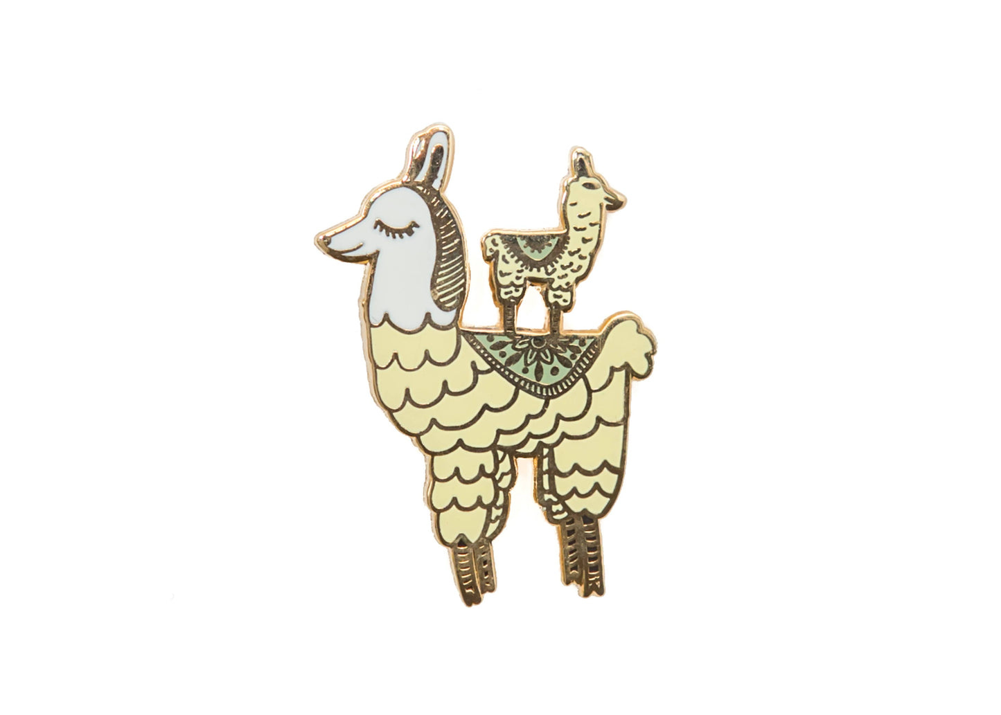 Mama Llama Hard Enamel Pin - 1.25" Llama and Baby Pin