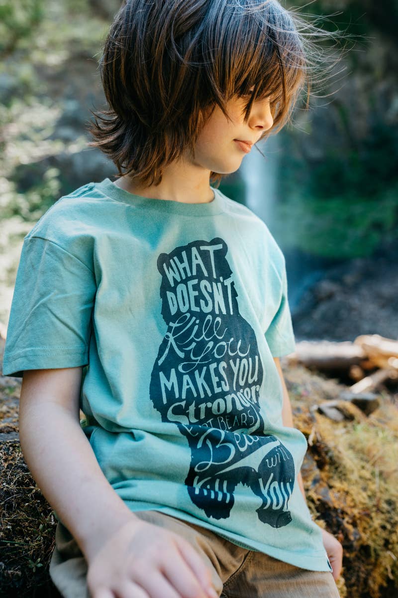 Youth Bear (What Doesn't Kill You) Tee: Smoke Grey, M