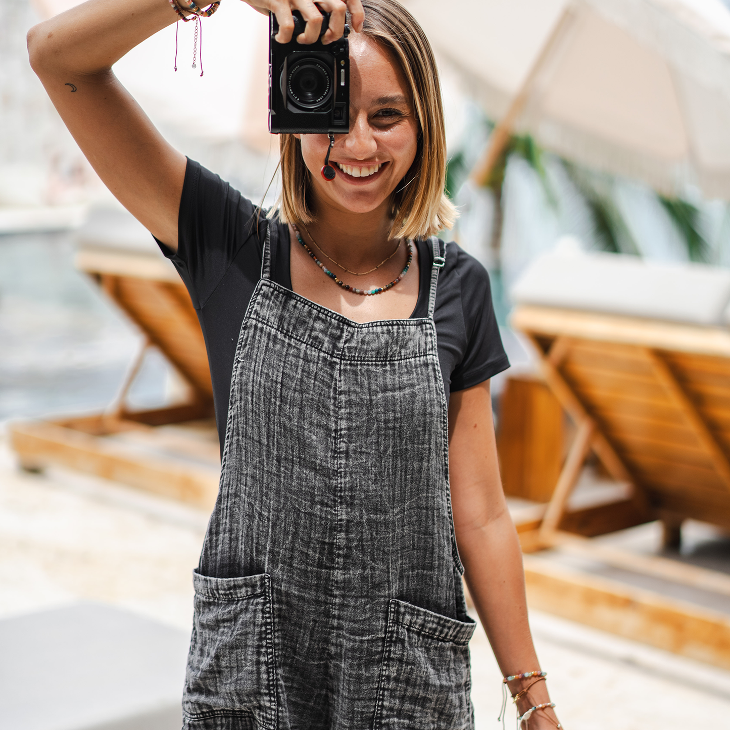 Vintage Black Romper with Adjustable Straps: S