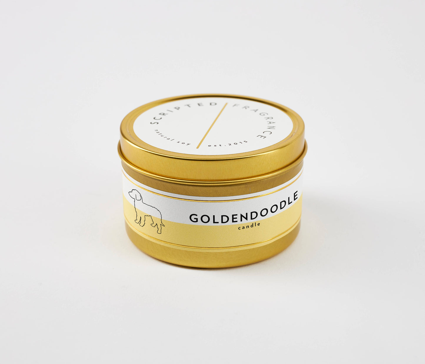 Goldendoodle Dog Breed Soy Candle: Reusable Rocks Glass