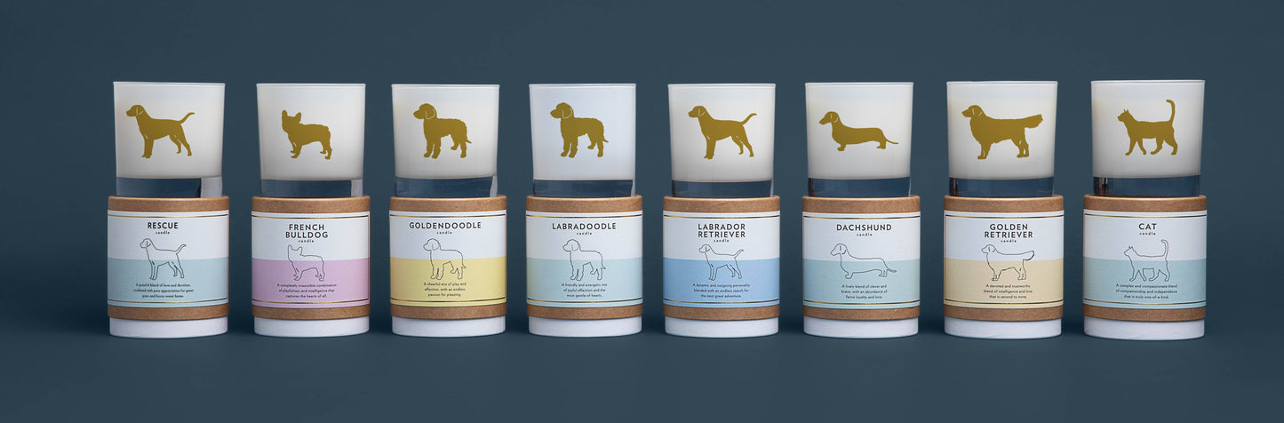 Goldendoodle Dog Breed Soy Candle: Reusable Rocks Glass
