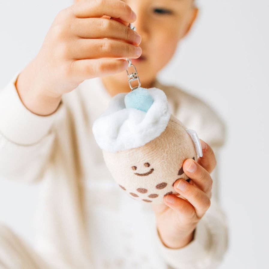 Mini Boba Milk Tea Plushie Keychain: Teal