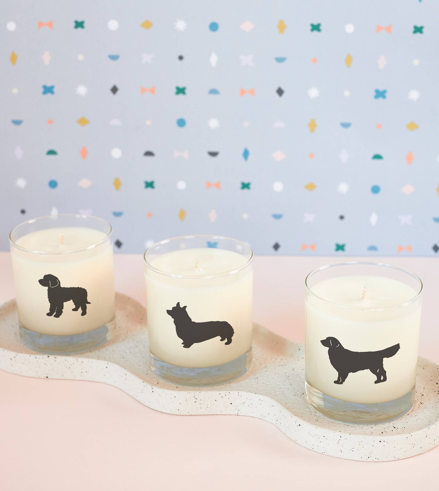 Goldendoodle Dog Breed Soy Candle: Reusable Rocks Glass