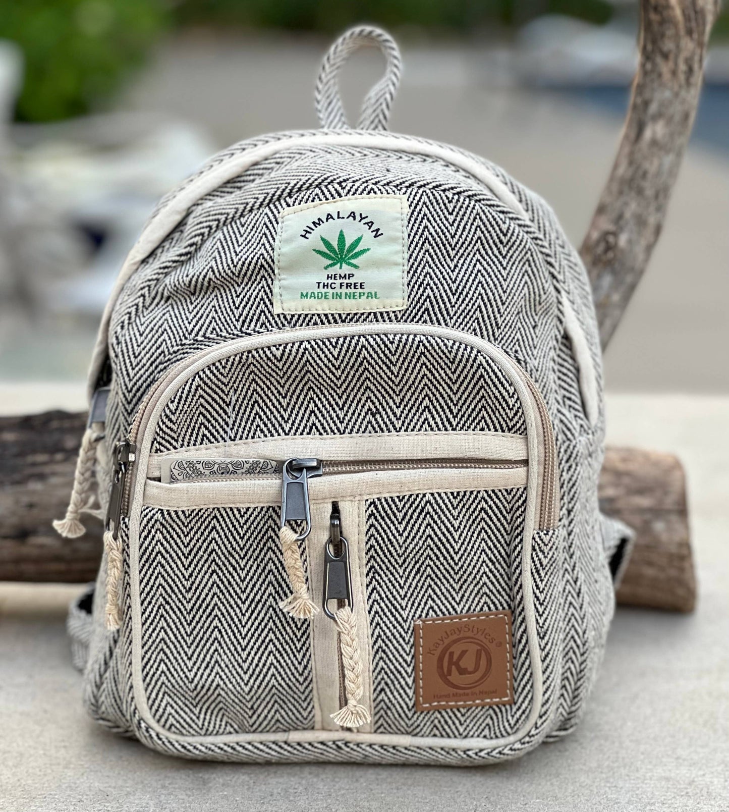 Handmade Lightweight Natural Hemp Himalayan Nepal Minipack: Black