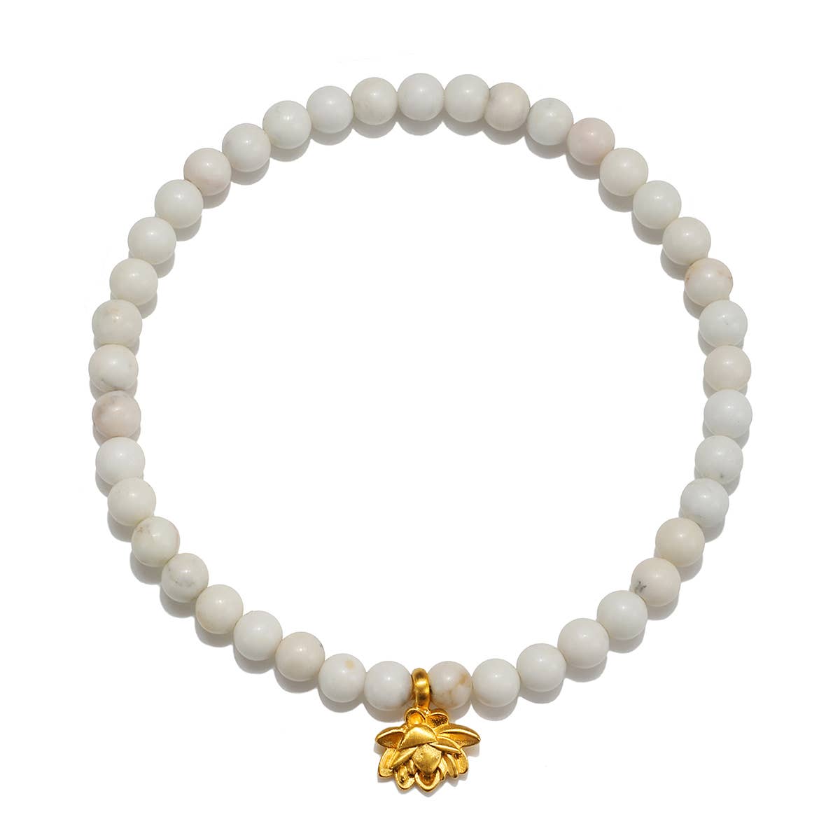4mm White Turquoise Lotus Stretch Bracelet
