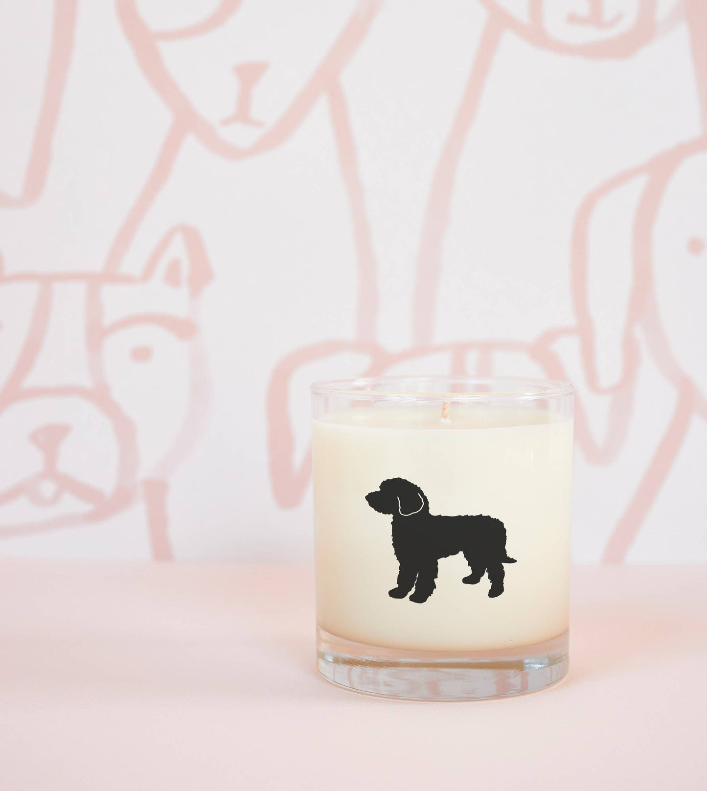 Goldendoodle Dog Breed Soy Candle: Reusable Rocks Glass