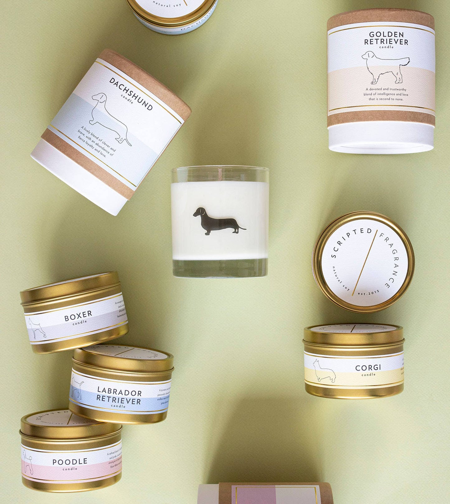 Golden Retriever Dog Breed Soy Candle: Reusable Rocks Glass