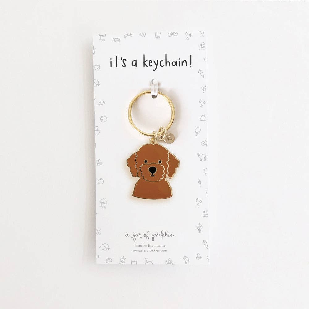 Doodle Dog Enamel Keychain: White