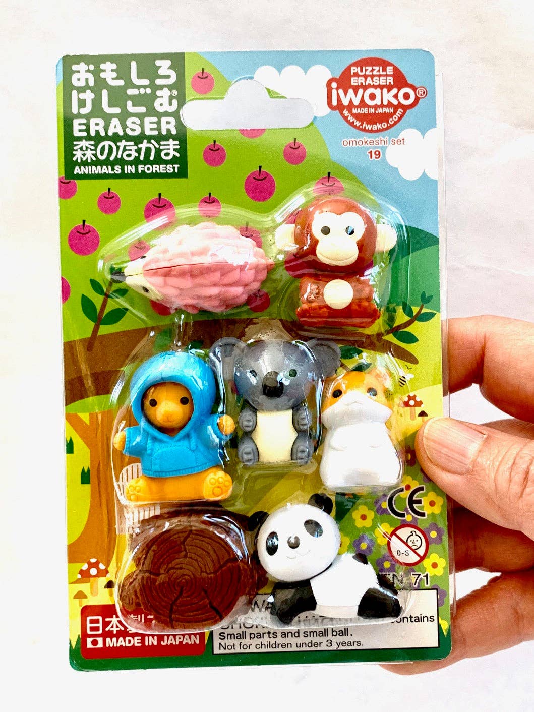 383491 Iwako Kawaii Animal Eraser Card