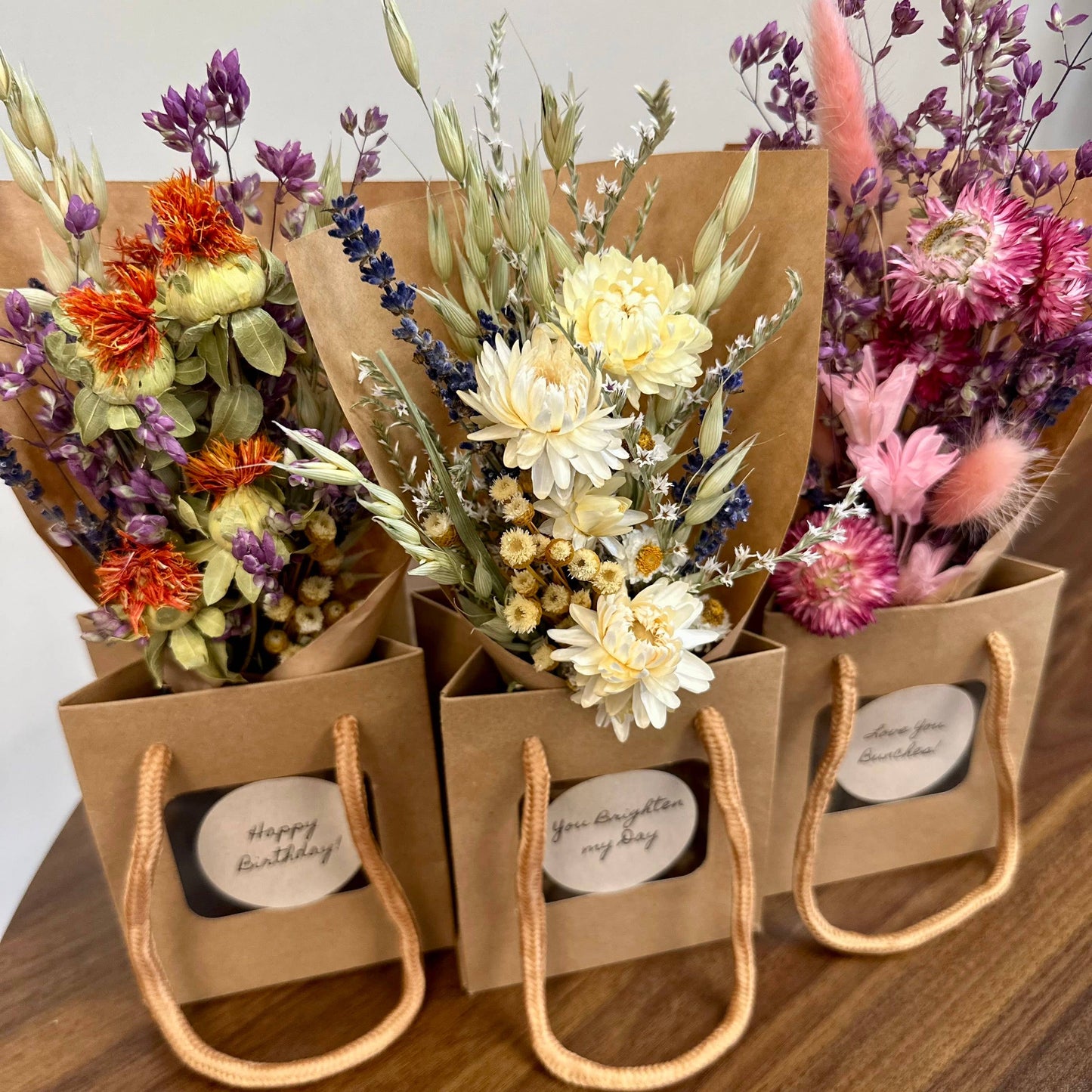 Dried Flower Mix Bouquet Bag With Gift Message