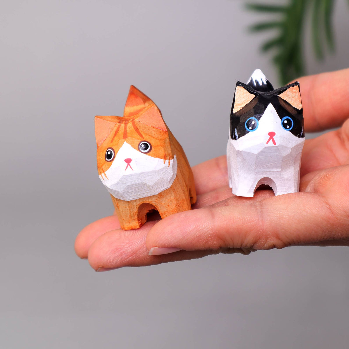 Hand-Carved Cat Painting Kit – Two Cats, Create a Keychain