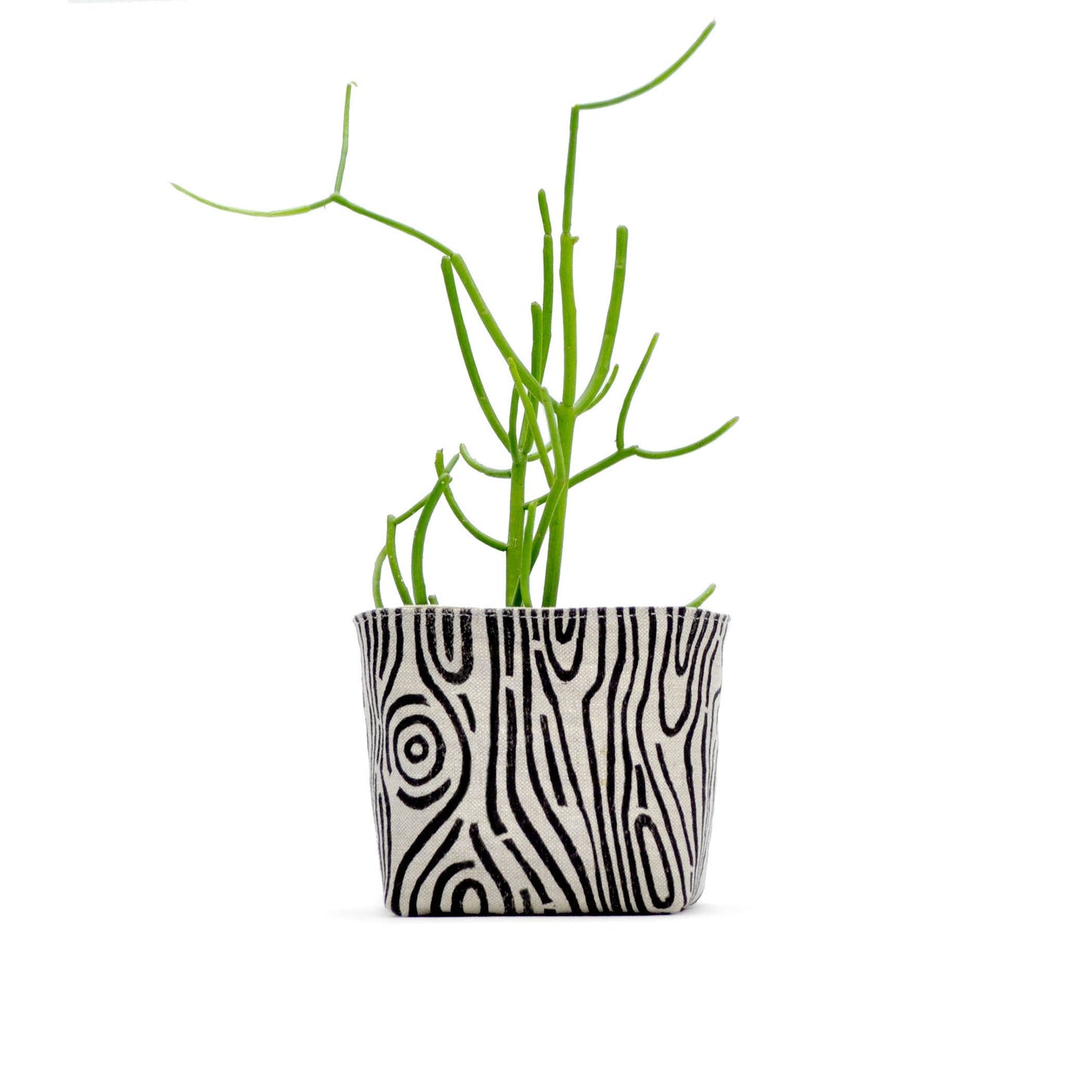 Woodgrain Blockprint Fabric Planter—4"