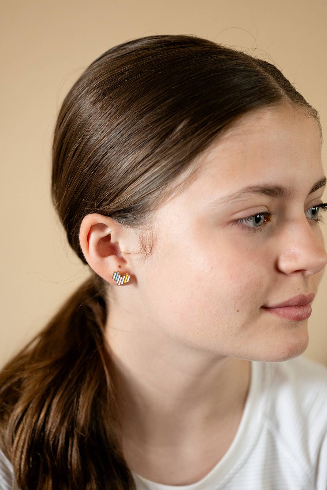 Patchwork Heart Enamel Post Stud Earring Children's Gift