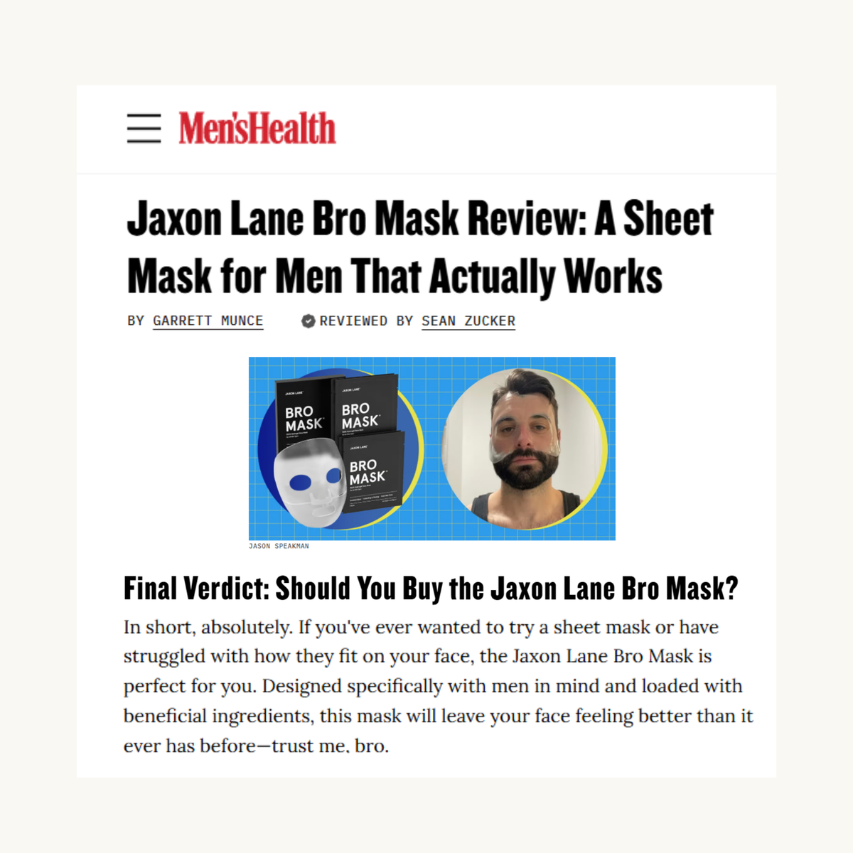Beard-Friendly Face Mask for Men - Bro Mask Half (Single)