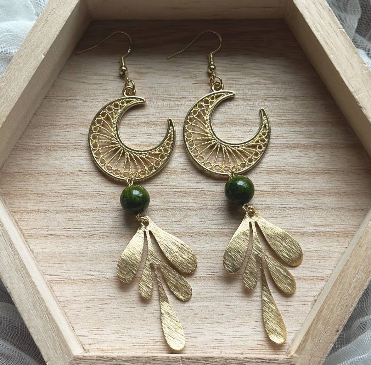 Green Serpentine Crystal Moons