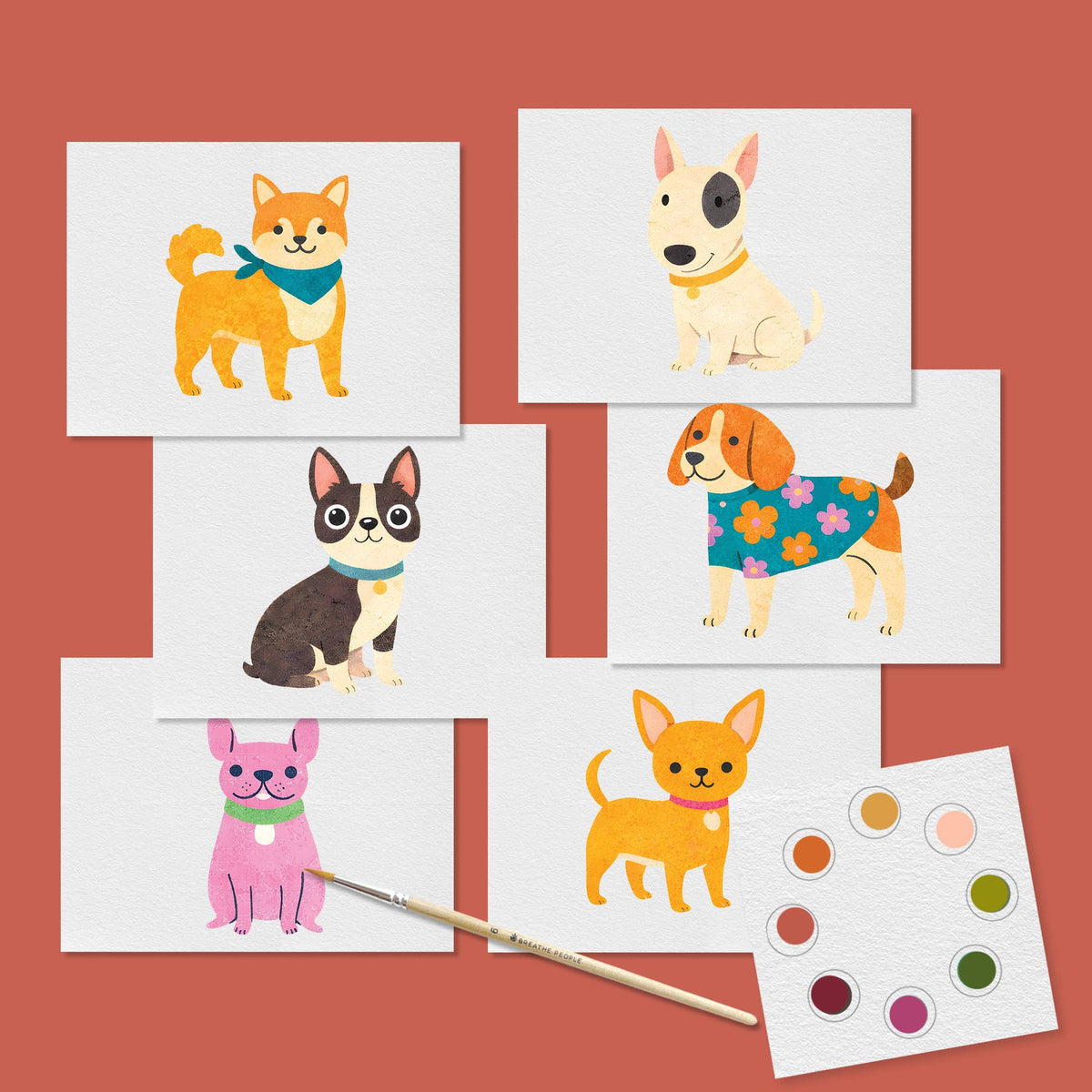 All in One Kids Watercolor Postcard Kit- Super Pups