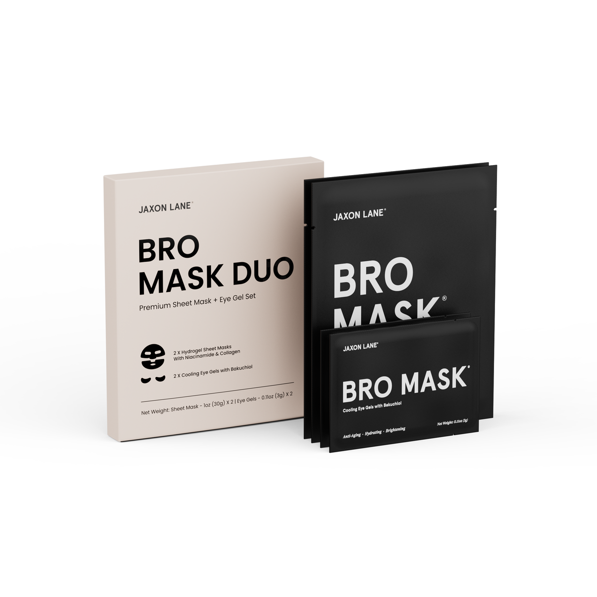 Face Mask & Eye Gel Set for Men - Bro Mask Duo, Hydrogel