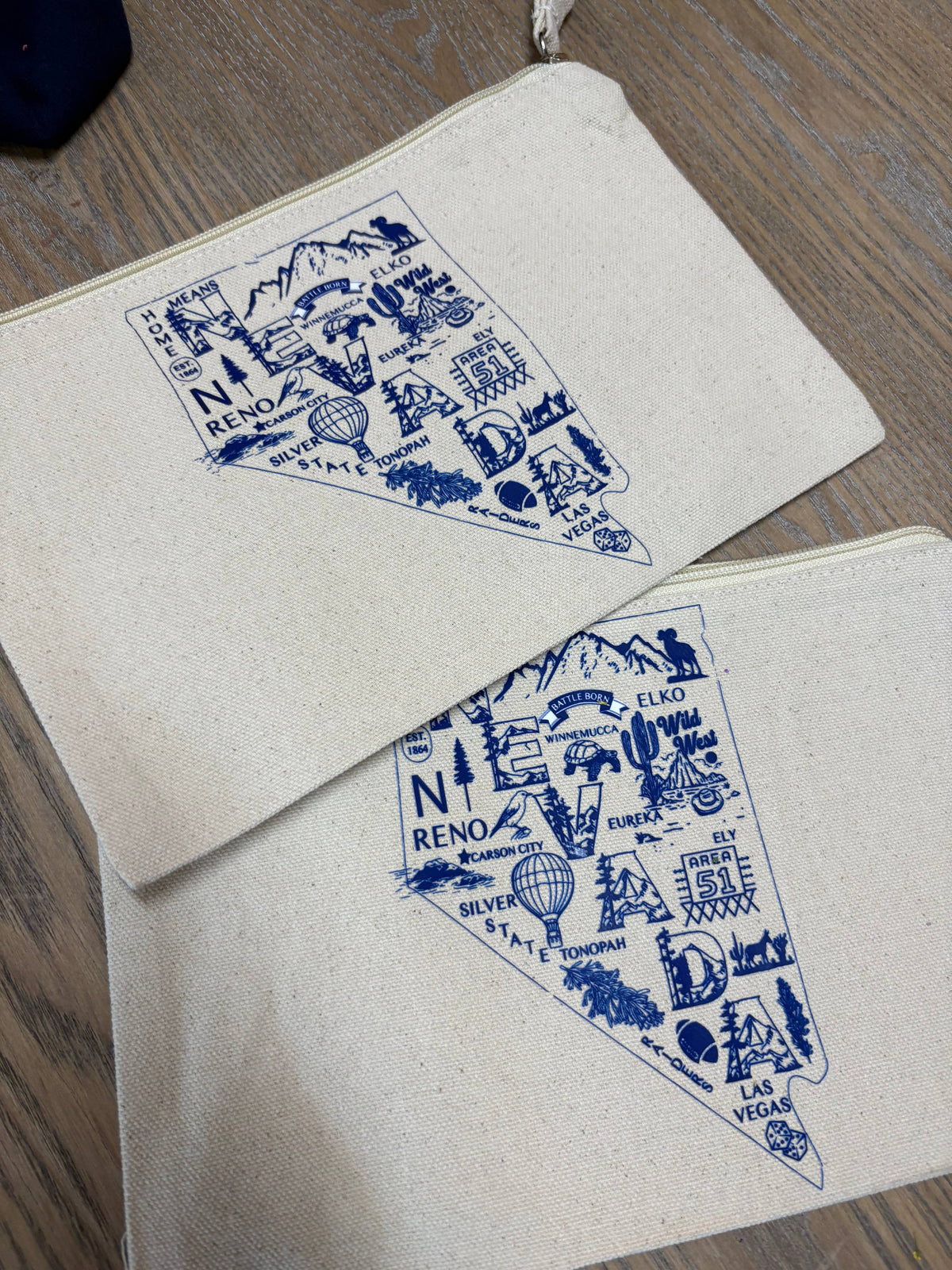 Nevada Map Canvas Zip Pouch