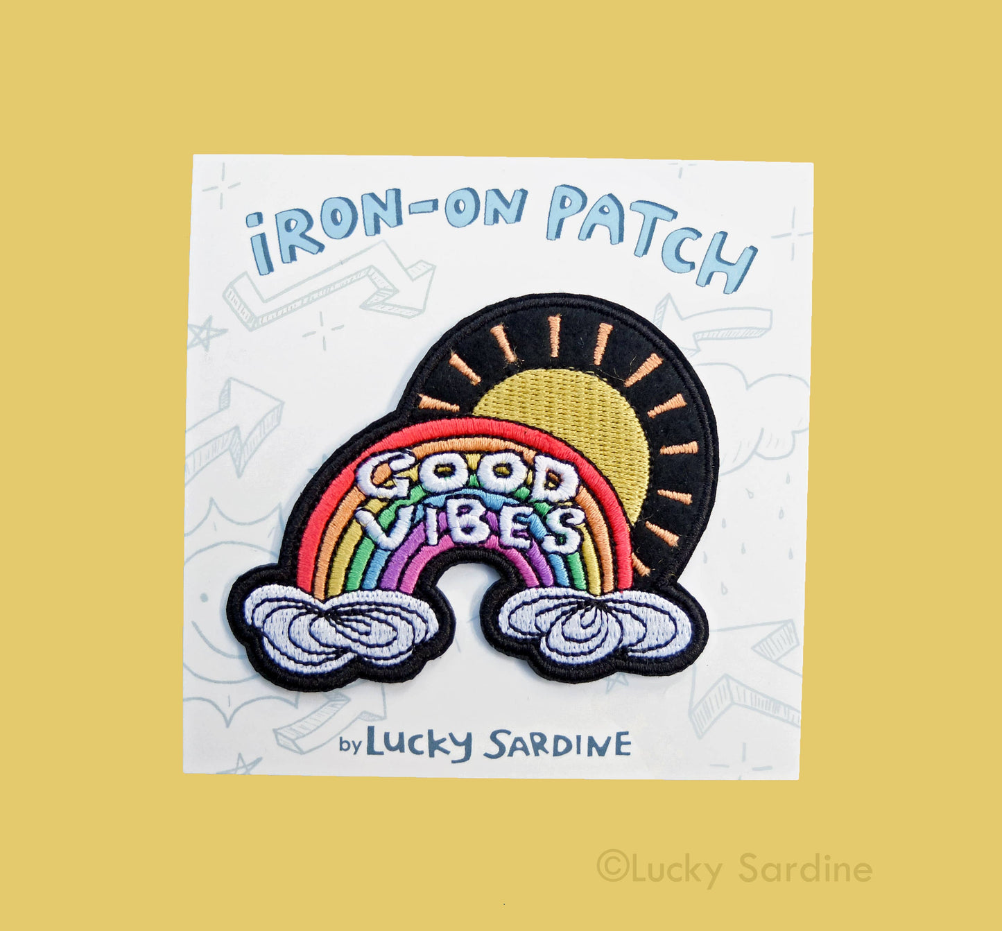 Good Vibes Sunshine, Rainbow Felt Embroidered Iron-On Patch