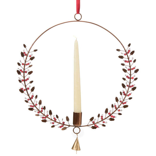 Winterberry Hanging Holiday Candle Wreath