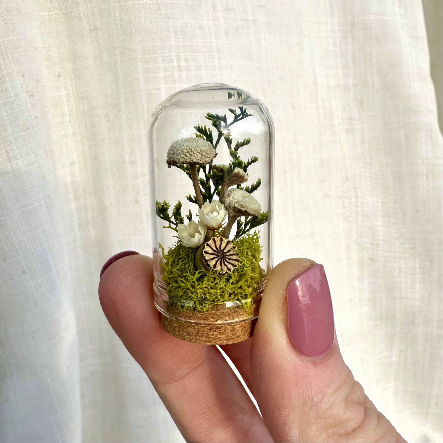 Flower Forest Mix Mini Cloche Terrarium w. Dried Florals