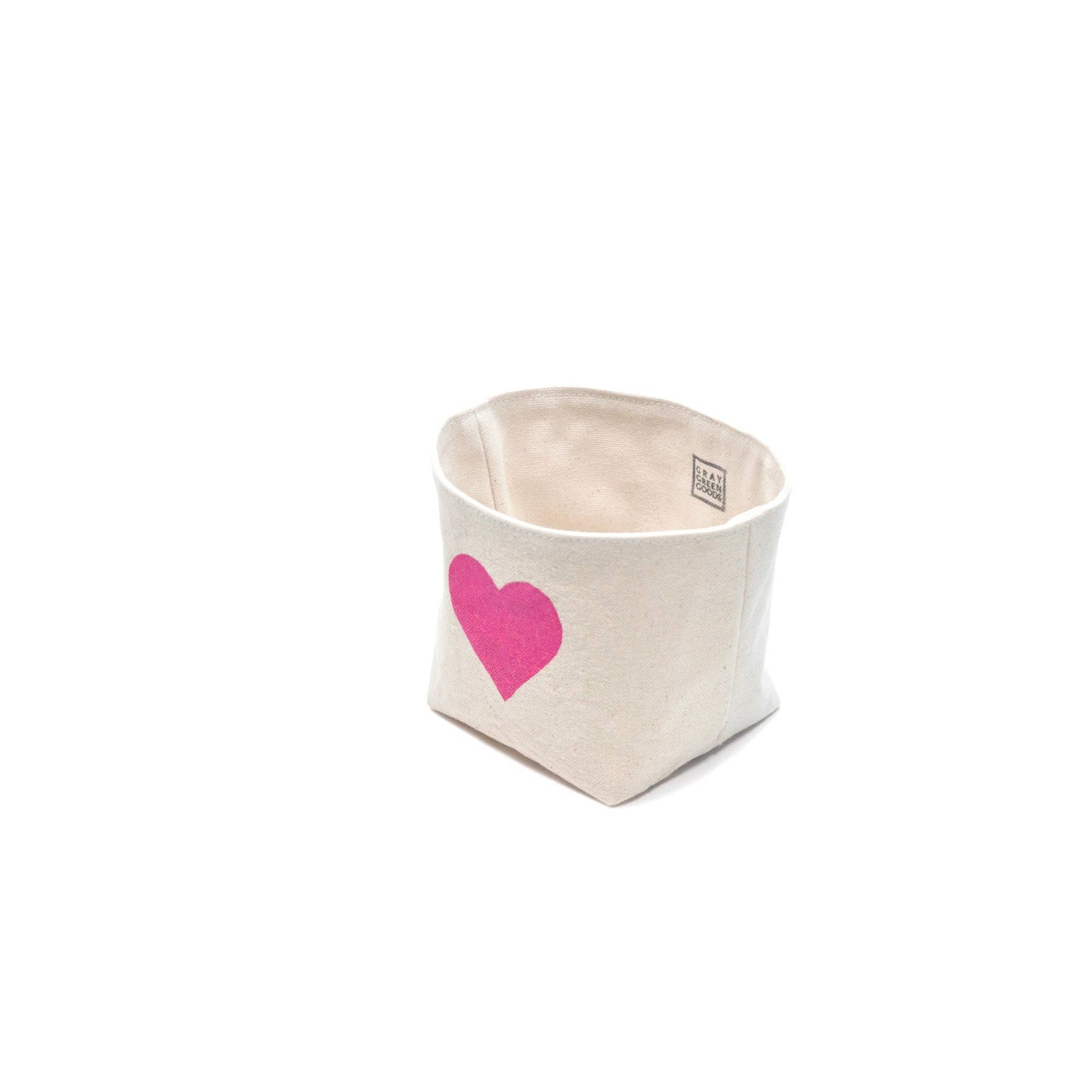 Heart Blockprint Fabric Planter—4"