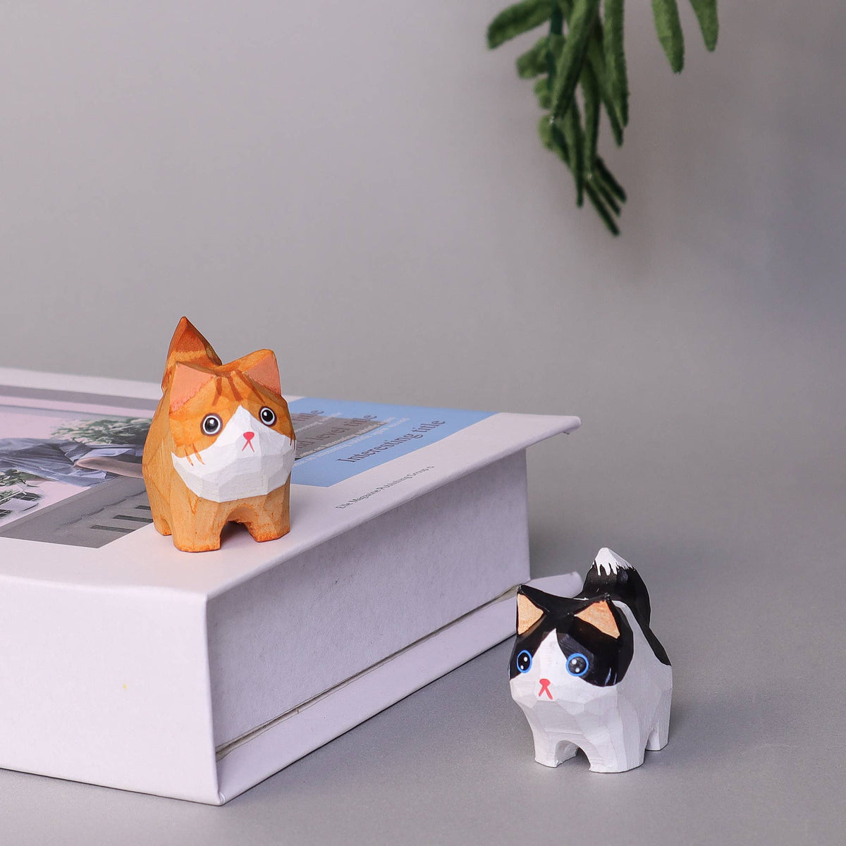 Hand-Carved Cat Painting Kit – Two Cats, Create a Keychain