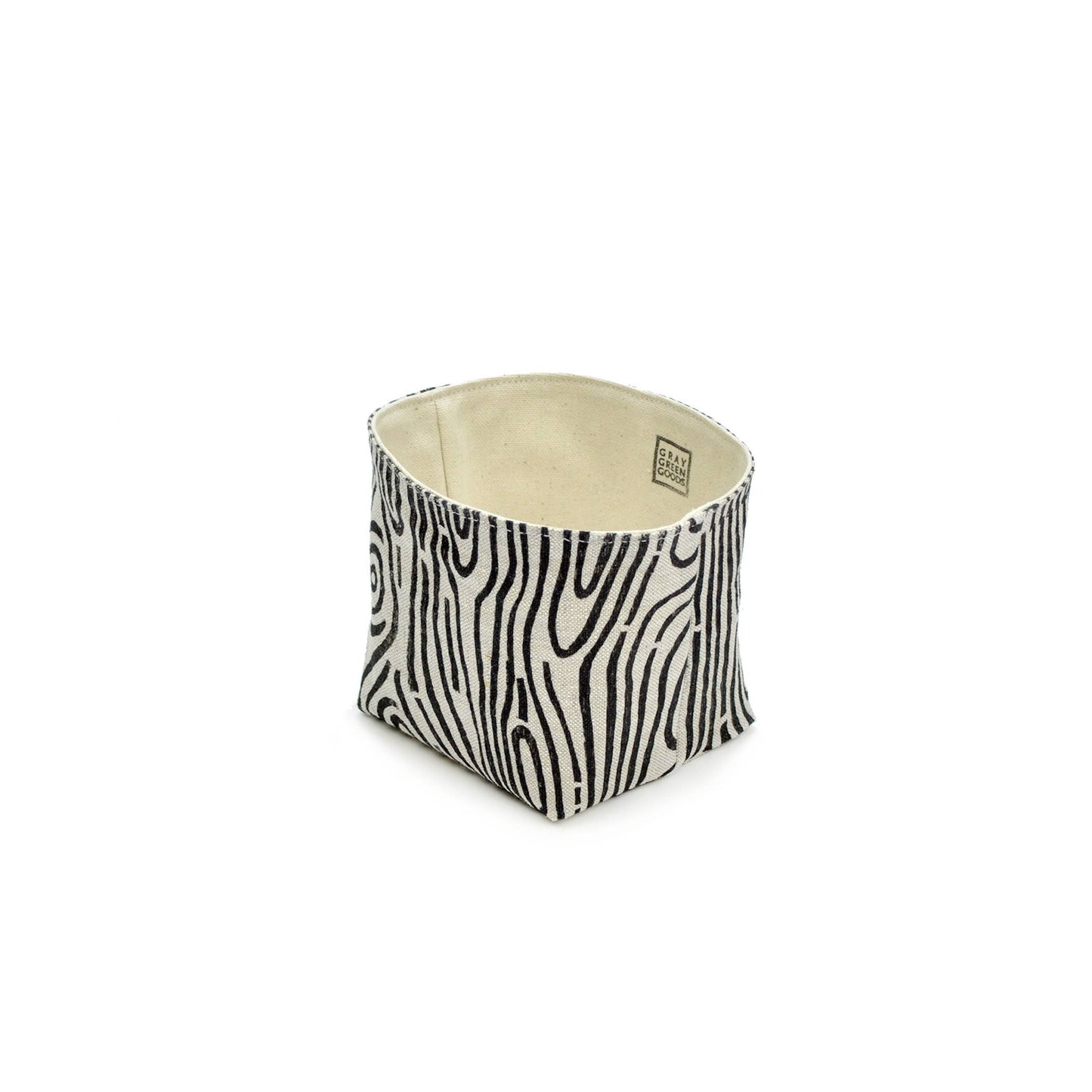 Woodgrain Blockprint Fabric Planter—4"