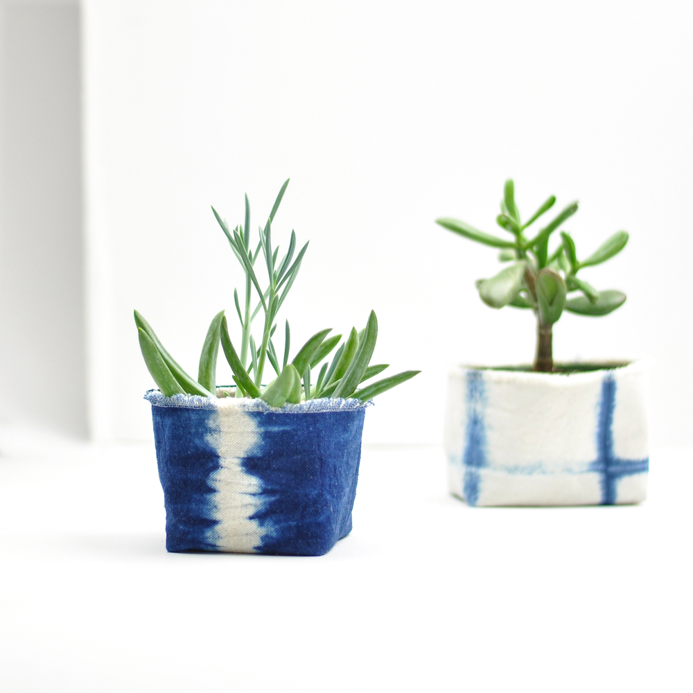 Shibori Indigo Planter—4"