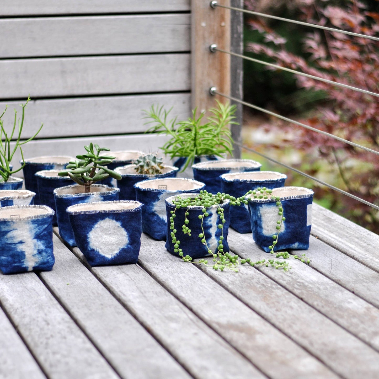 Shibori Indigo Planter—4"